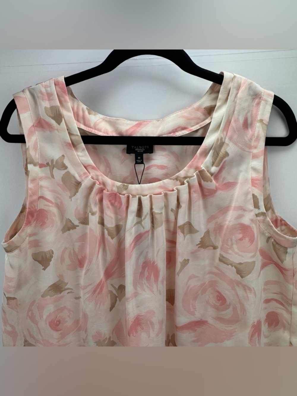 Talbots Cream and Pink Floral Rose Tank Top NEW - Picture 3 of 11
